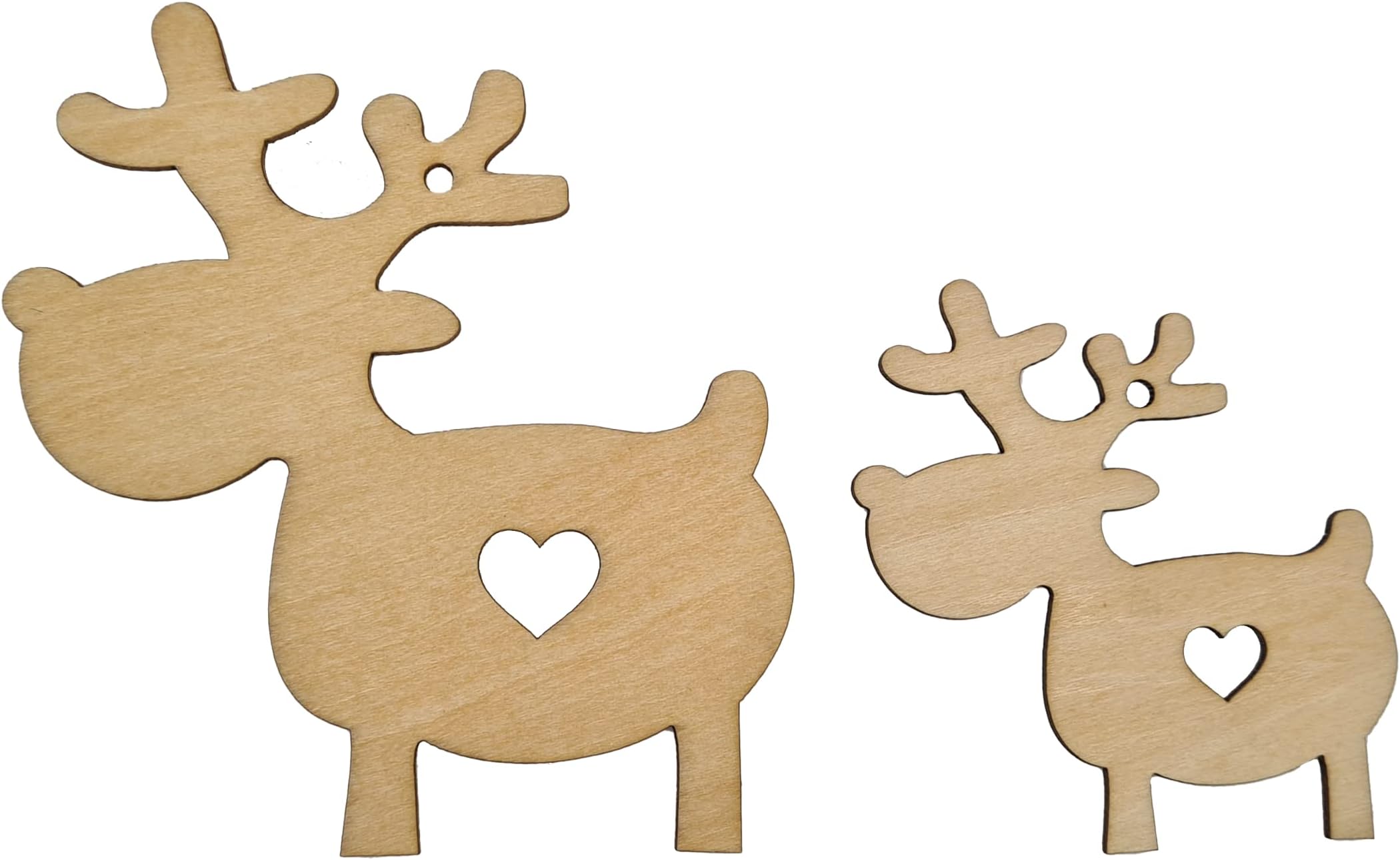 10 x Wooden Rudolph Reindeer Shapes for Christmas Tree Wood Craft Decorations (10cm (100mm))