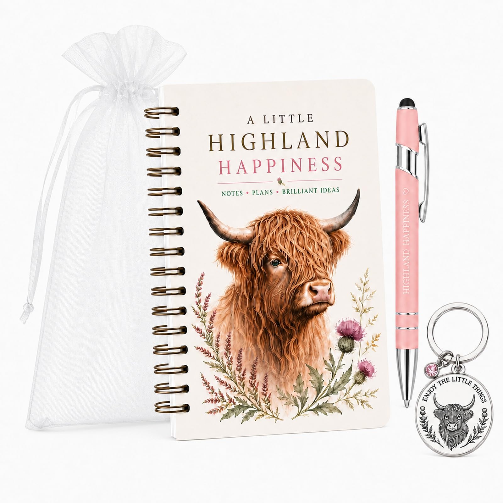 RUHSNJK Highland Cow Notebook Set, Cute Notebook Gifts For Women Hiland Cow