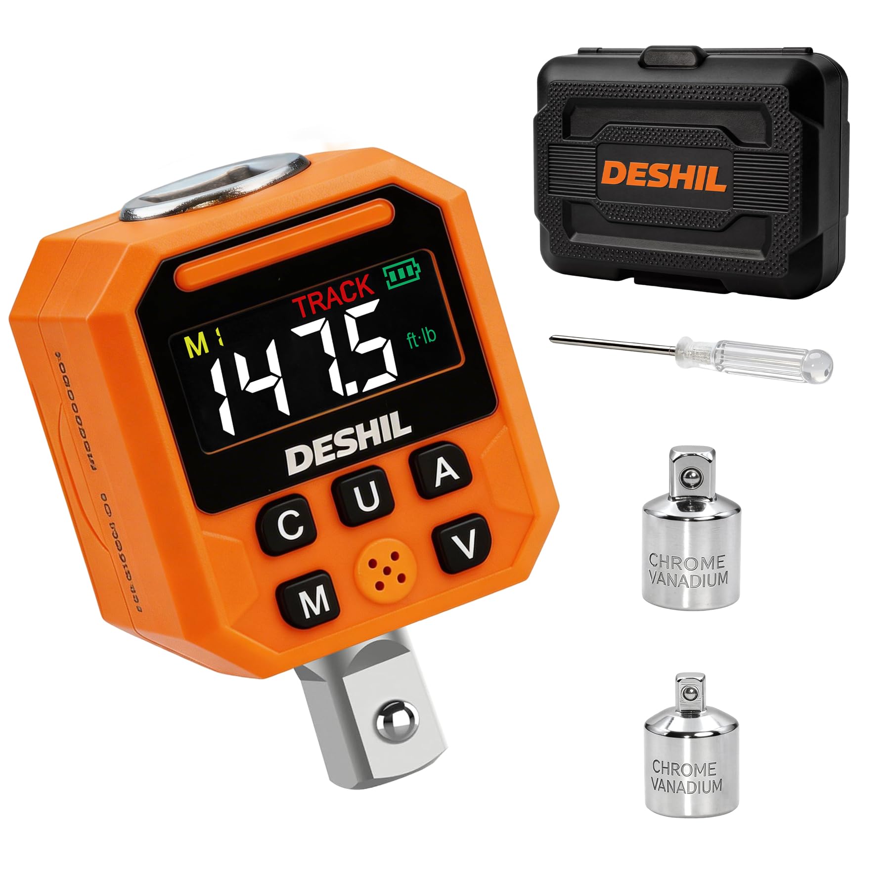 DESHIL 1/2" Digital Torque Adapter Set, 7.4-147.5 Ft.lb/10-200 N.m Digital Torque Wrench Adapter with Buzzer & LED Alert, 1000 Data Storage, 8 Preset Values for Automotive Car Motorcycle Repair-image-15
