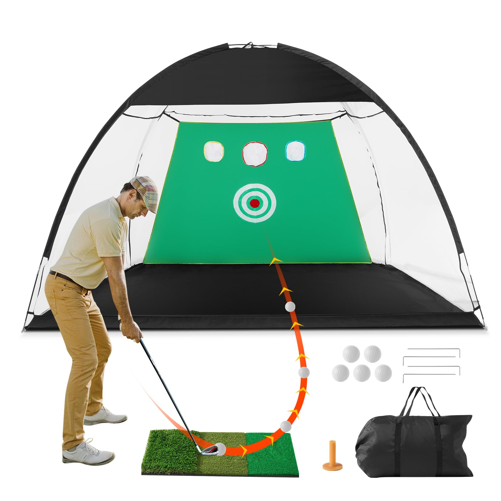 VEVOR Red de Golf Práctica Swing Interior Exterior con Objetivo y Bolsa de Transporte