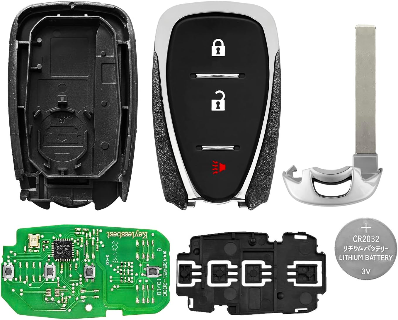 2 Keylessbest Replacement for 2021 2022 2023 2024 Chevrolet Trailblazer Blazer Traverse Trax Key Fob Remote Control HYQ4ES 3 Buttons 434MHz