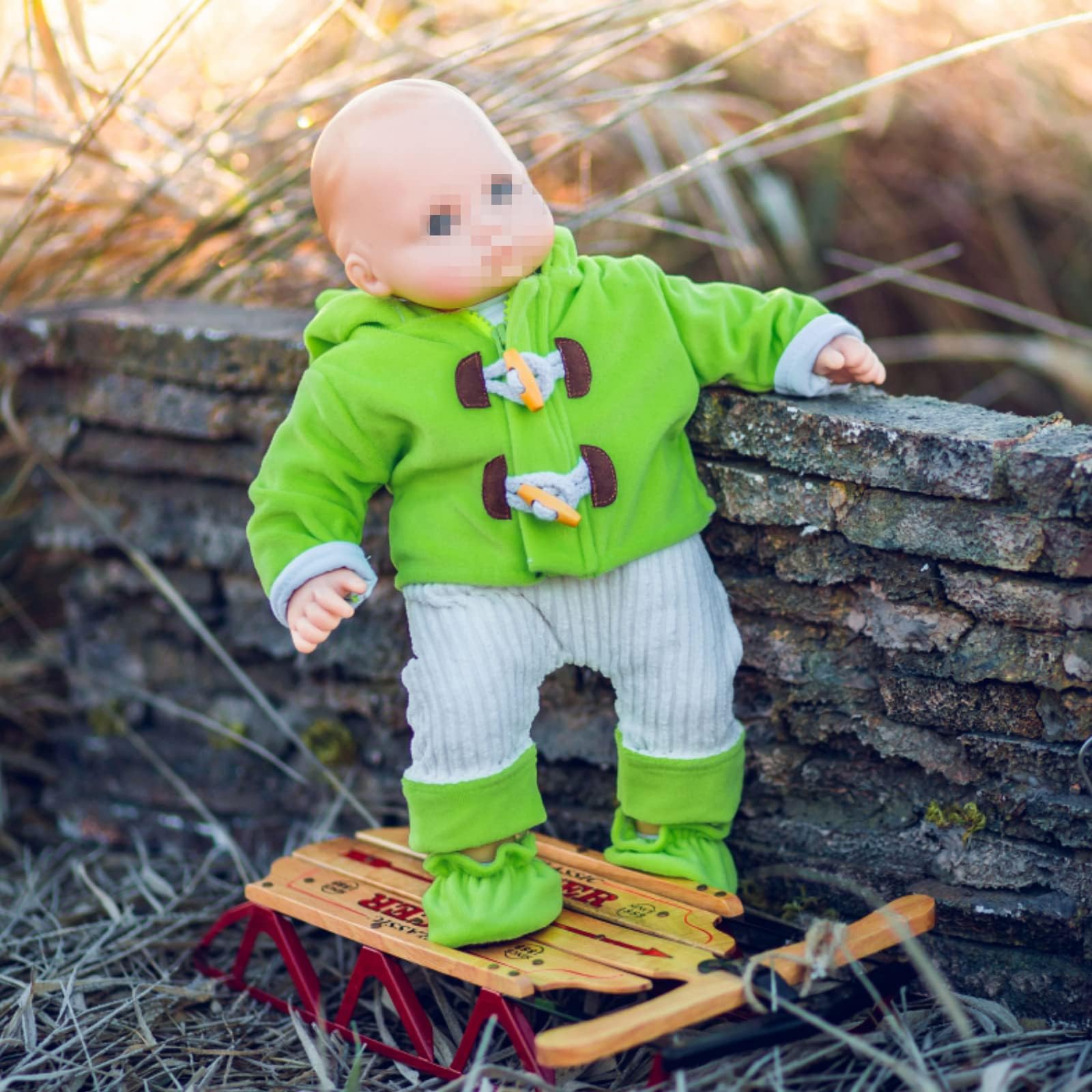 The Queen's Treasures 15" Doll Clothes For American Girl 's Bitty Baby & Twins, Green & Cream Overalls,Shirt,Jacket & Shoes