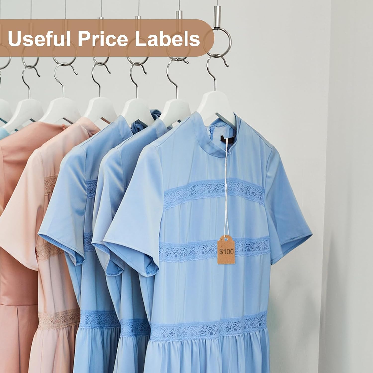 200pcs Price Tags with String Attached 1"x0.6" White image 5