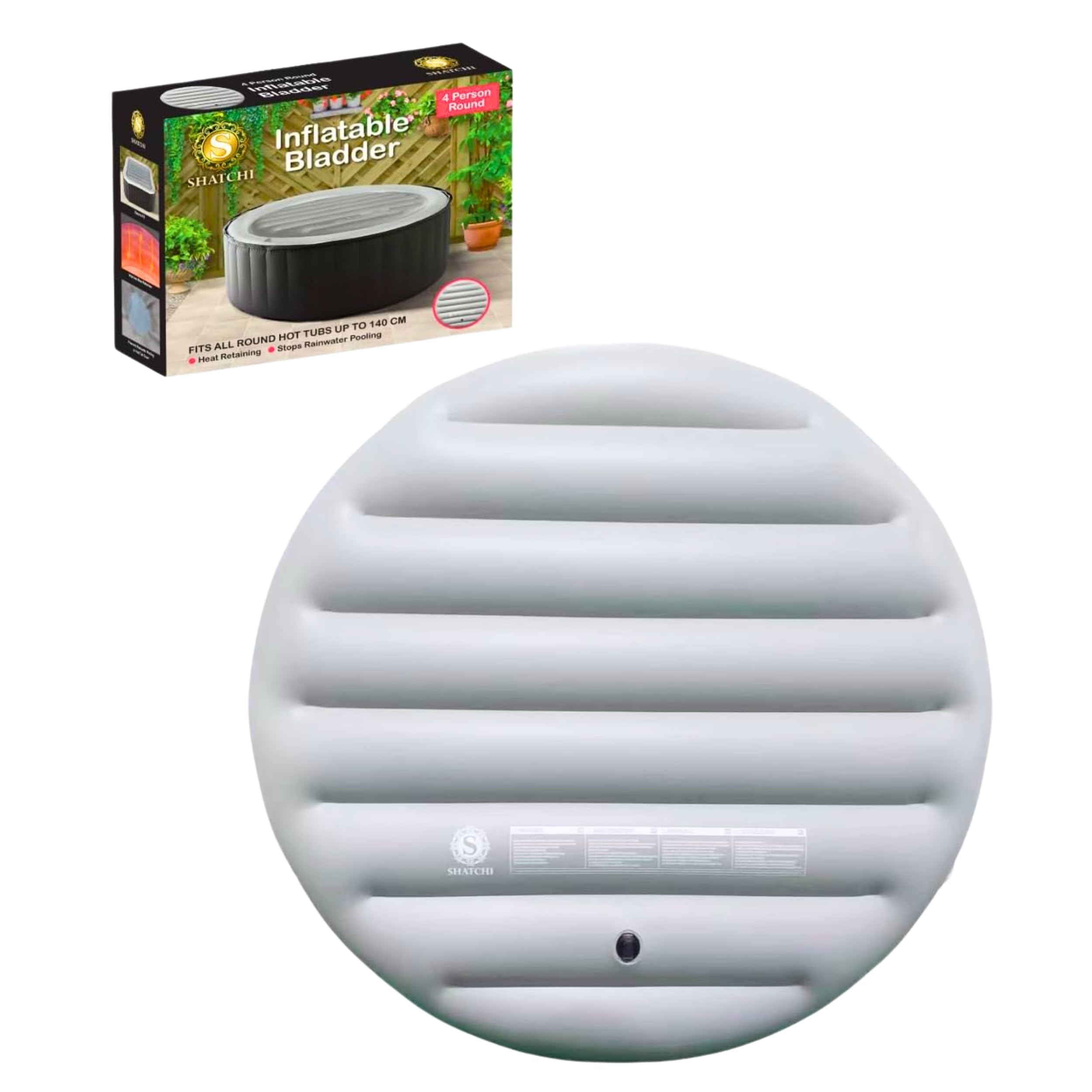 Cubierta Inflable de Ahorro de energía, Tapa Protectora de Lluvia, Aislamiento térmico, vejiga Redonda, se Adapta a Todos los jacuzzis Redondos de hasta 140 cm, Color Gris