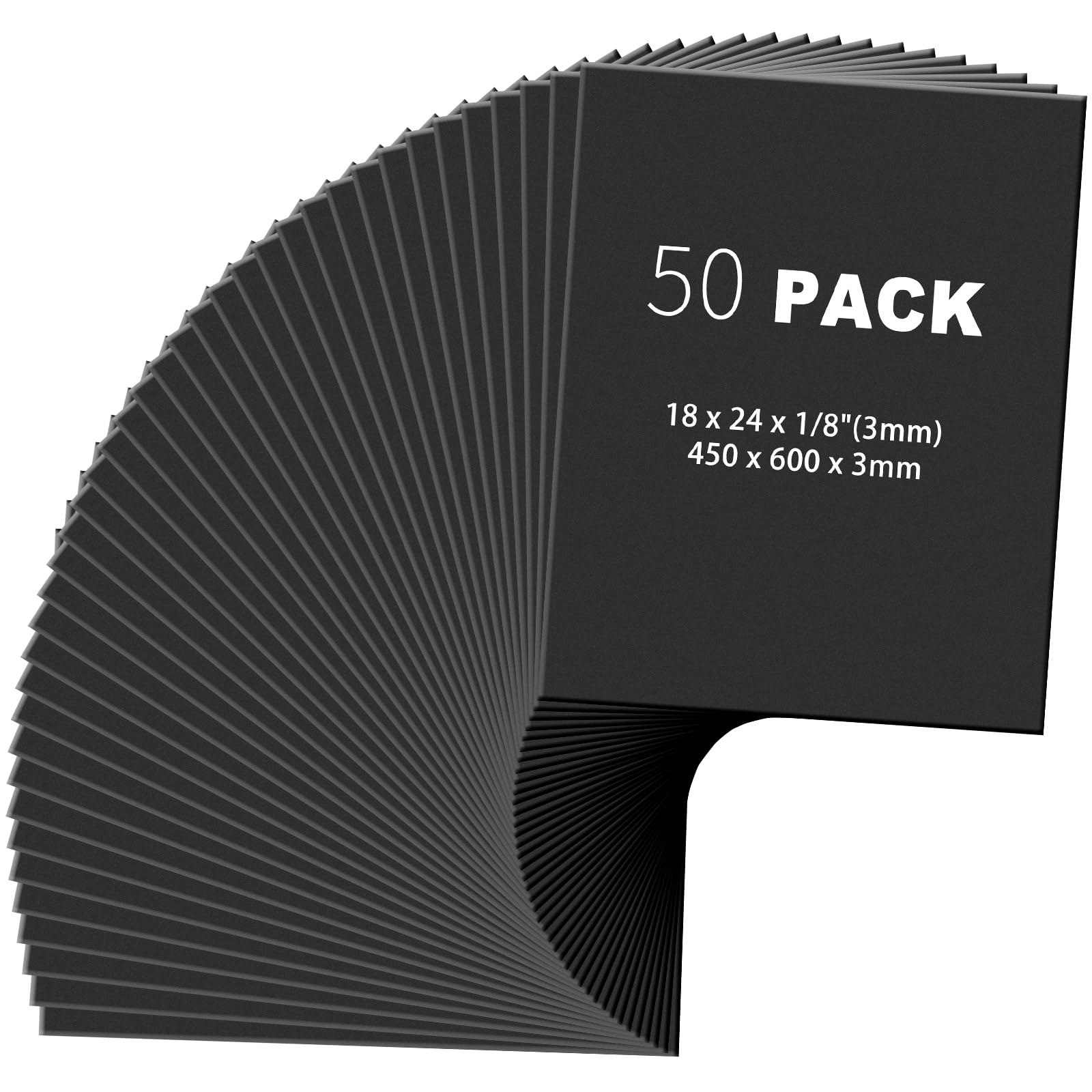 (2) frienda 50 pack foam boards 1/8 inch thickness foam poster boards for presentation board for school crafts office art projects(black,18 x 24 inch) (bid is per item, lot is for 2 - 50 packs, black foam board 18'' x 24'' each.)