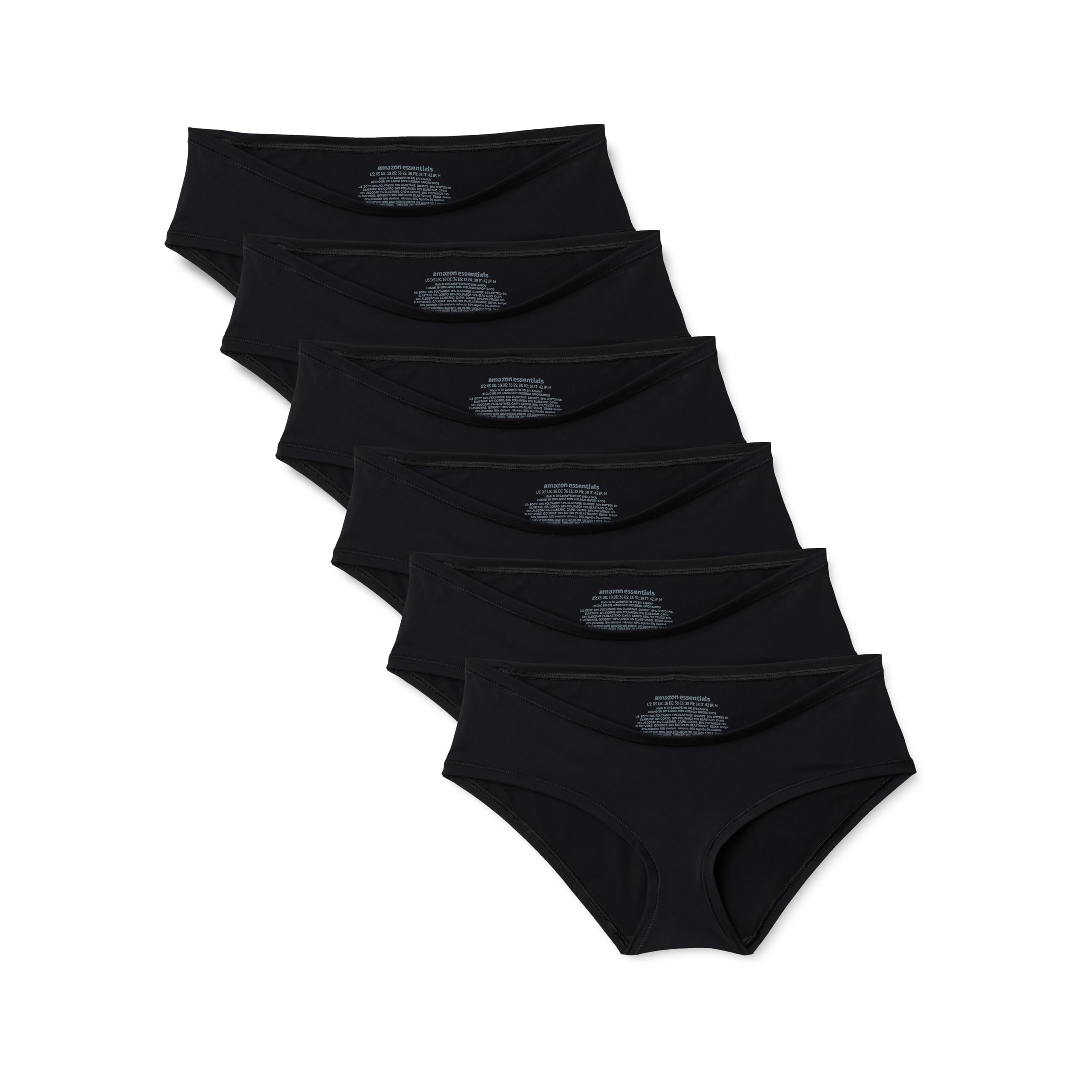 Amazon Essentials Women's Maternity Knickers Cotton & Microfiber, Pack of 6, Black, Small
