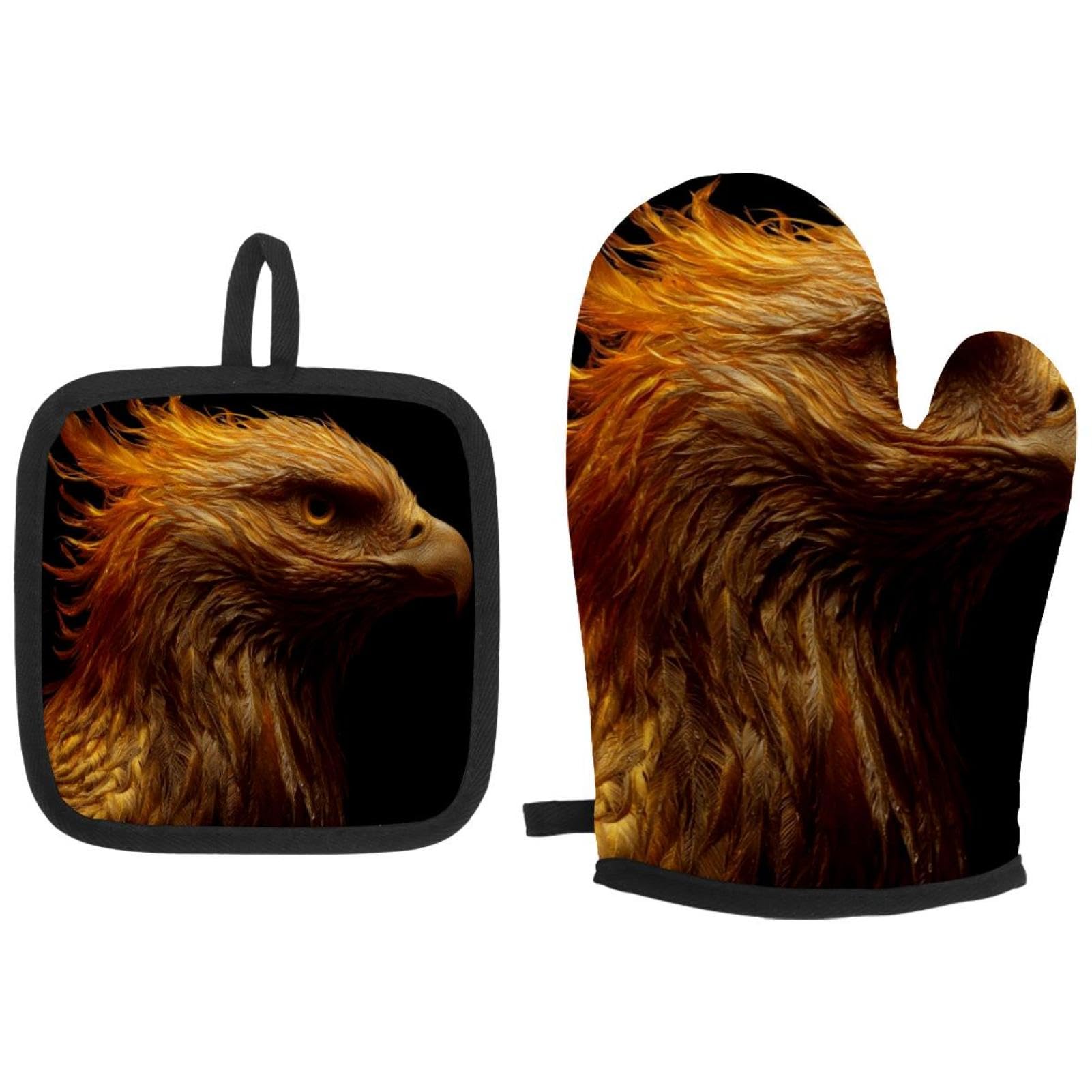 Gant de cuisine résistant à la chaleur et anti-brûlure Golden Fire Phoenix