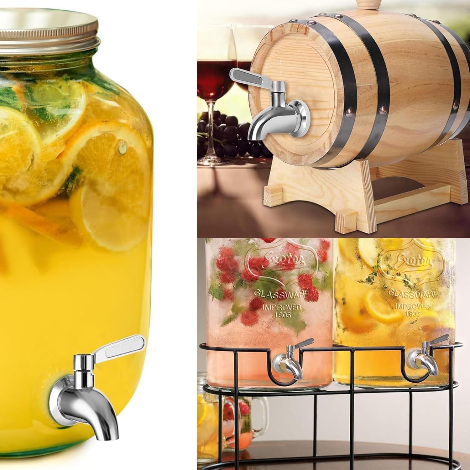 1 Pezzi Rubinetto Dispenser, Rubinetto Dispenser di Bevande di Ricambio, Acciaio Inossidabile 304, per Vino, Birra, Succhi di Frutta