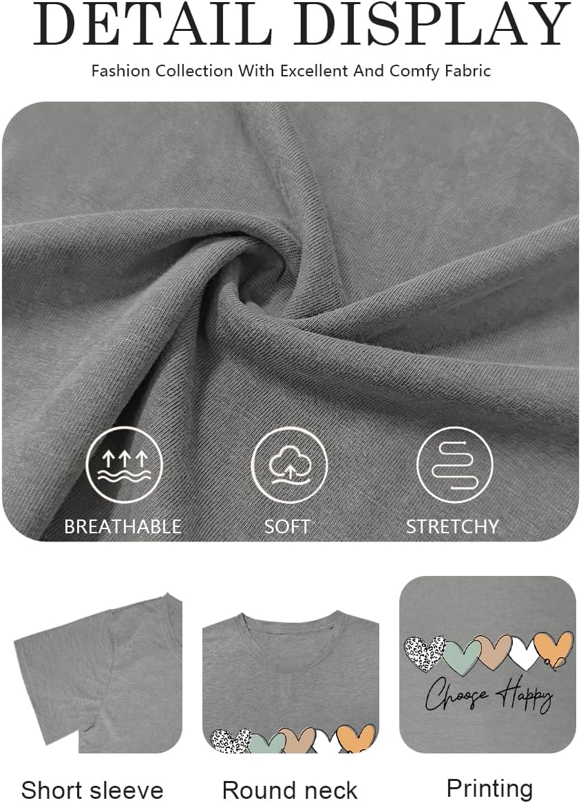 Be Kind T Shirts Women Graphic Blessed Teacher Shirt Short Sleeve Inspirational Heart Print Graphic Tees - Image 5