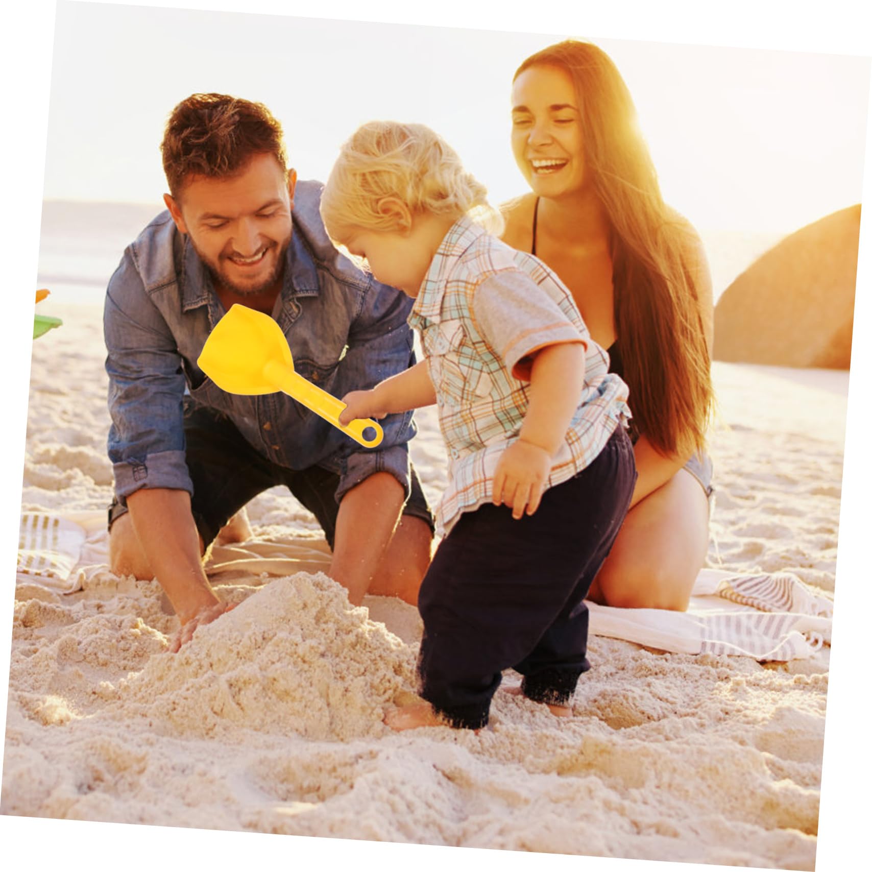 Palas para Excavar Arena, 20 Piezas de Plástico Amarillo para Playa | Mini Juguetes de Playa, Juguetes de Playa para Exteriores, Decoración Verano