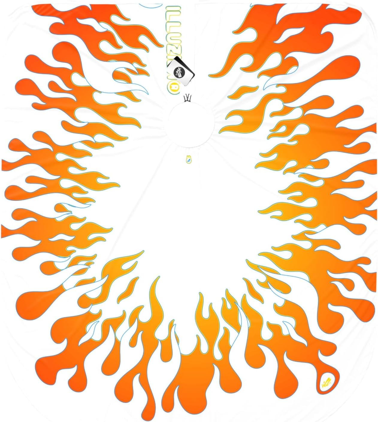 Illuzien White Vintage Flames PRO Barber Cape, Hair Cut Drape, Water-Resistant Barber Accessories, Professional Cape