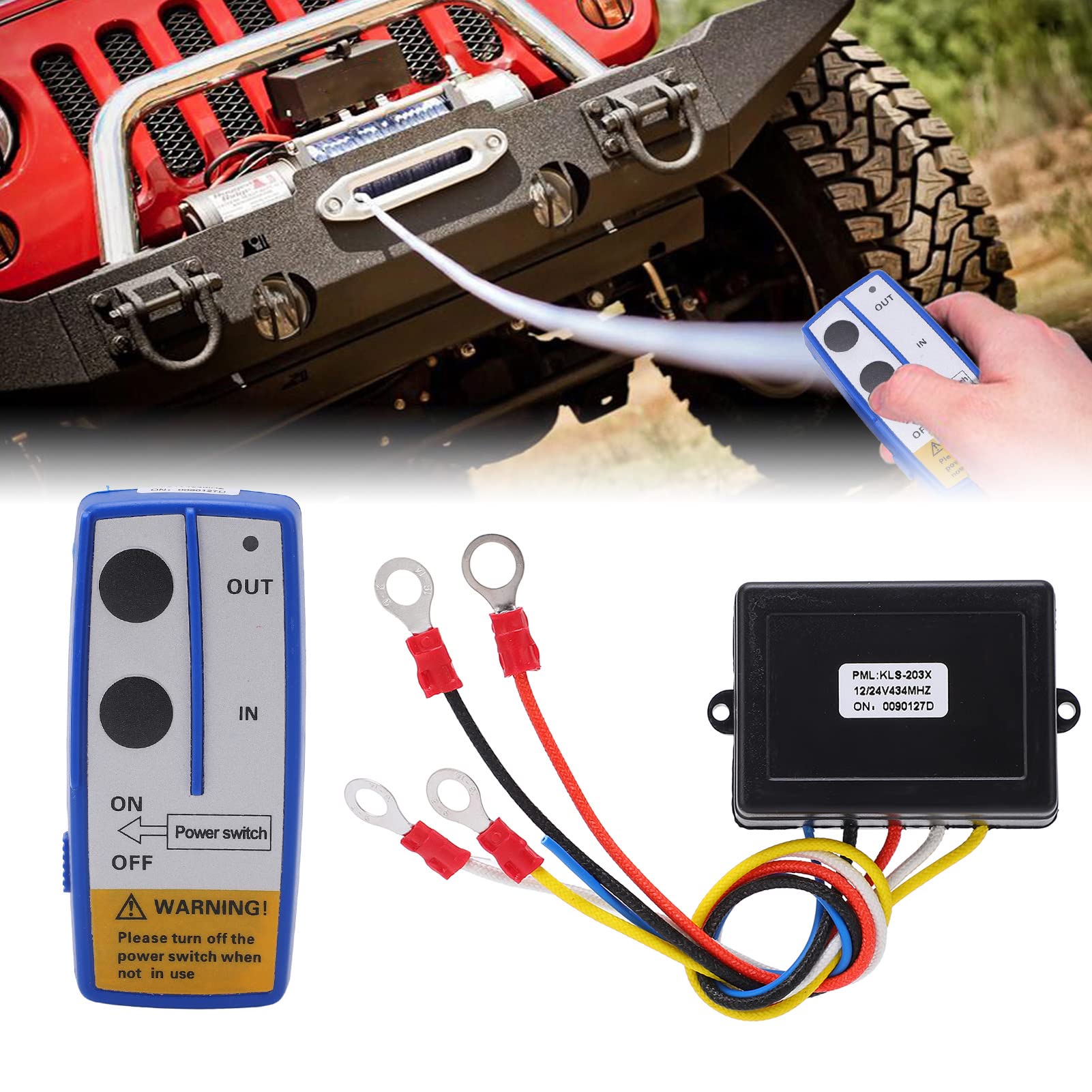 Kit de mando a distancia inalámbrico de interruptor portátil 434MHZ fácil de usar 12V 24V resistente para camiones Jeep ATV SUV Azul