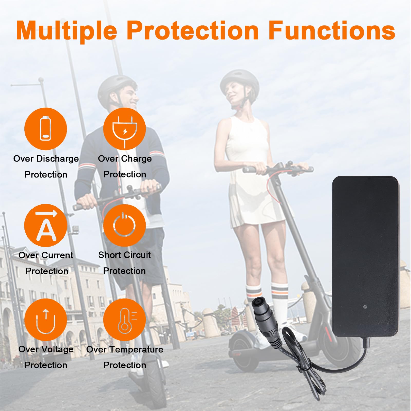 Chargeur de Scooter électrique 54.6V 2A, Compatibilité avec Xiaomi 4 Pro Max, 4 Pro Plus, 5 Max, Segway Max G3/ZT3/ZT3 Pro/F3/F3 Pro/GT3 pour 48V Batterie au Lithium Hoverboard, Connecteur 12 mm