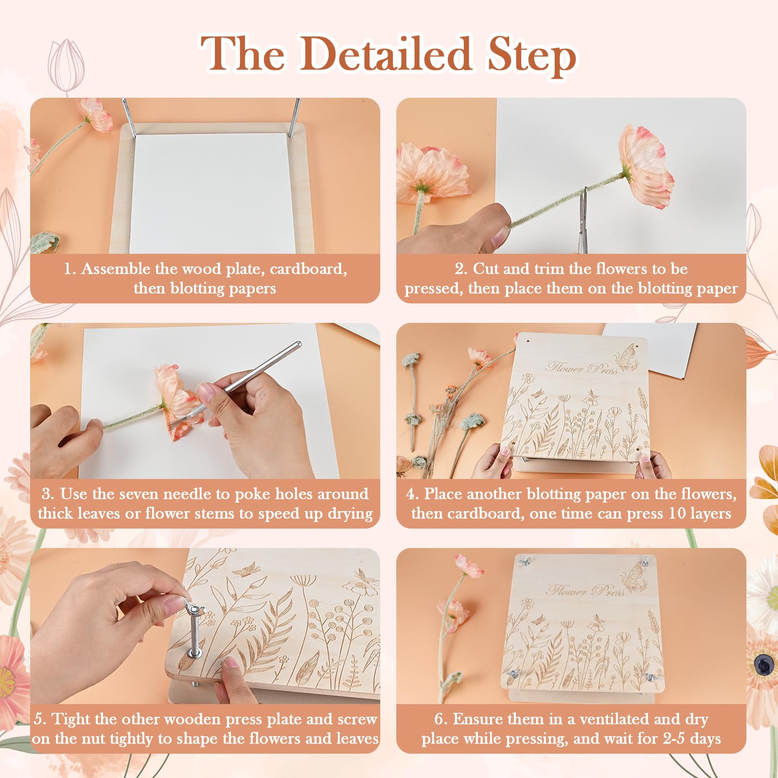 GOLDGE Prensa de flores extragrande para adultos, 27,5 x 27,5 cm, 10 capas de madera con bolsa de almacenamiento, regalos para amantes de las artes y manualidades