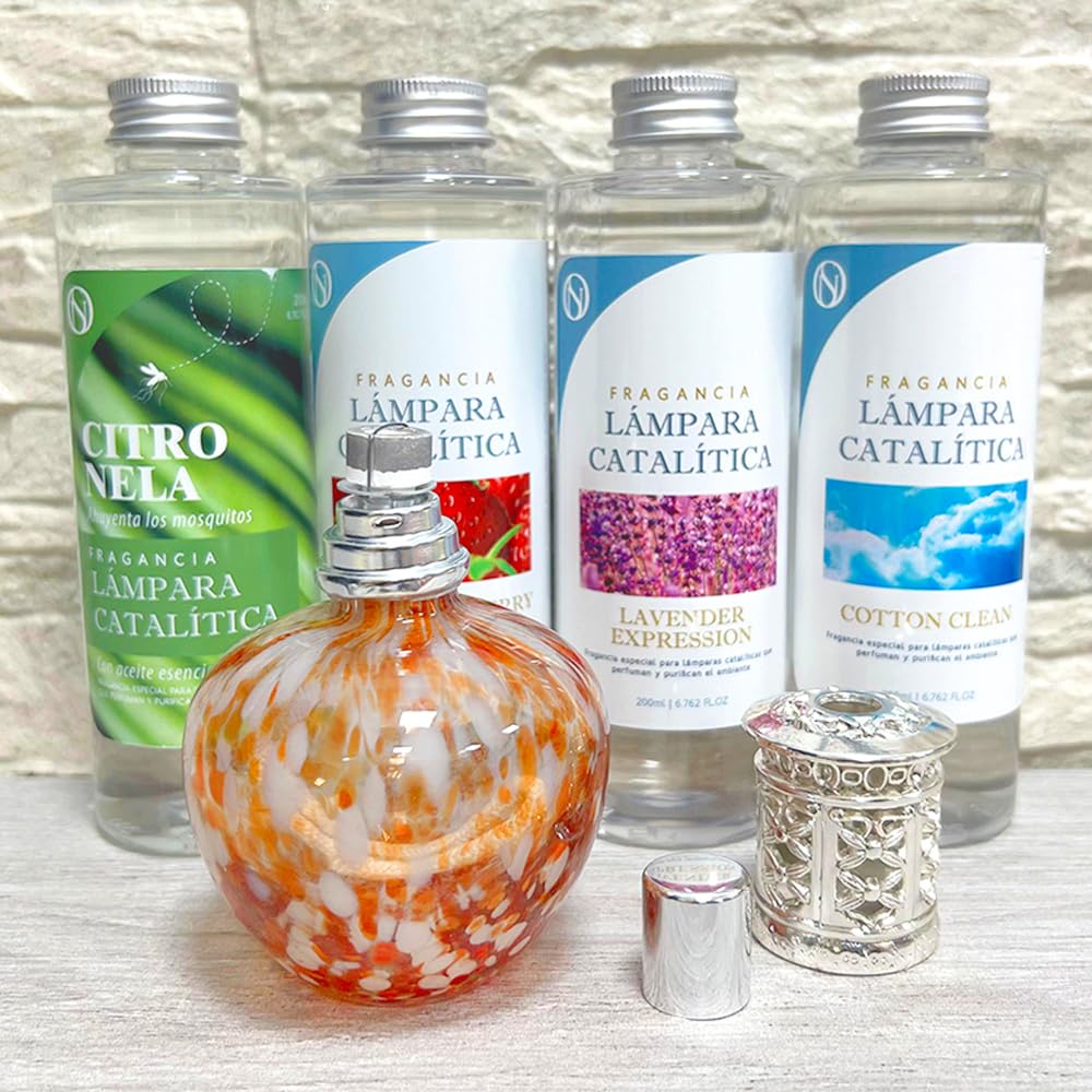 Pack Ahorro Lámpara Catalítica Drops Orange + Fragancia Aroma Mountain Mint 500ml. Elimina Malos olores e impurezas, perfuma y Limpia.