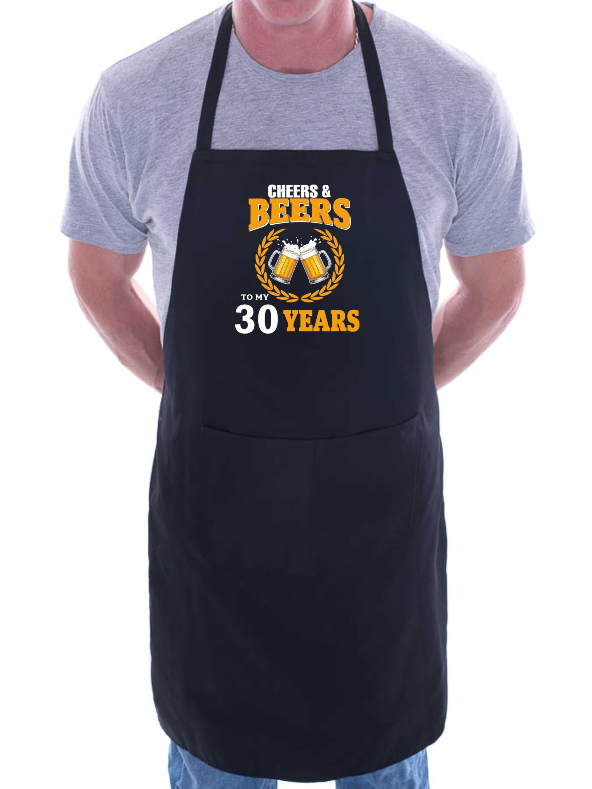 Print4U Cheers & Beers 30th Birthday Apron 30 Year Old Gift Birthday Present Black