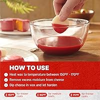 Vista 4 de Blended Waxes, Inc. - Bloque de cera de queso para hacer queso, cera de grado alimenticio prémium para conservar una variedad de tipos de queso, Rojo