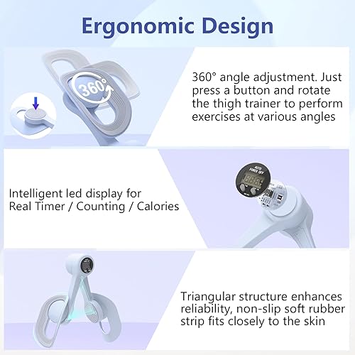 Miniatura 3 de Thigh Master, entrenador muscular del suelo pélvico ajustable en 360 con pantalla LED, ejercitador interior del muslo con banda de resistencia de 20