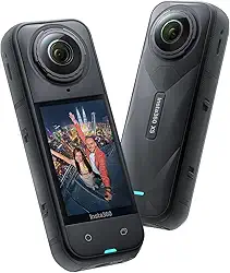 Insta360 X5 – Câmera de ação 8K 360° à prova d'água, com pouca luz, efeito de bastão de selfie invisível, lente robusta e substituível, bateria de 3 horas, protetor de vento embutido, estabilização