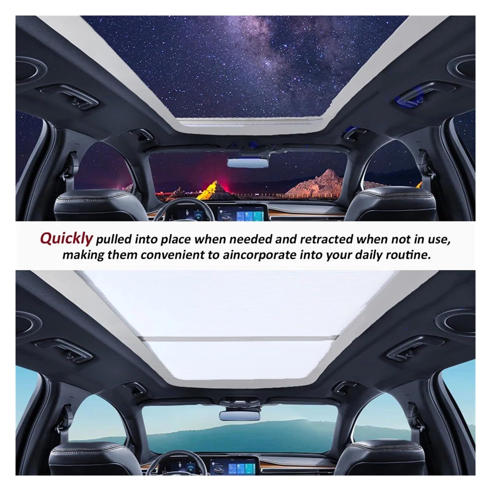 Parasol Parabrisas Coche para Tesla para Modelo para Y 2021-2024 Piezas Parasol Parasol Techo Coche Integrado Visera Solar Retráctil Accesorios Interiores Coche Protector Solar para Parabrisas
