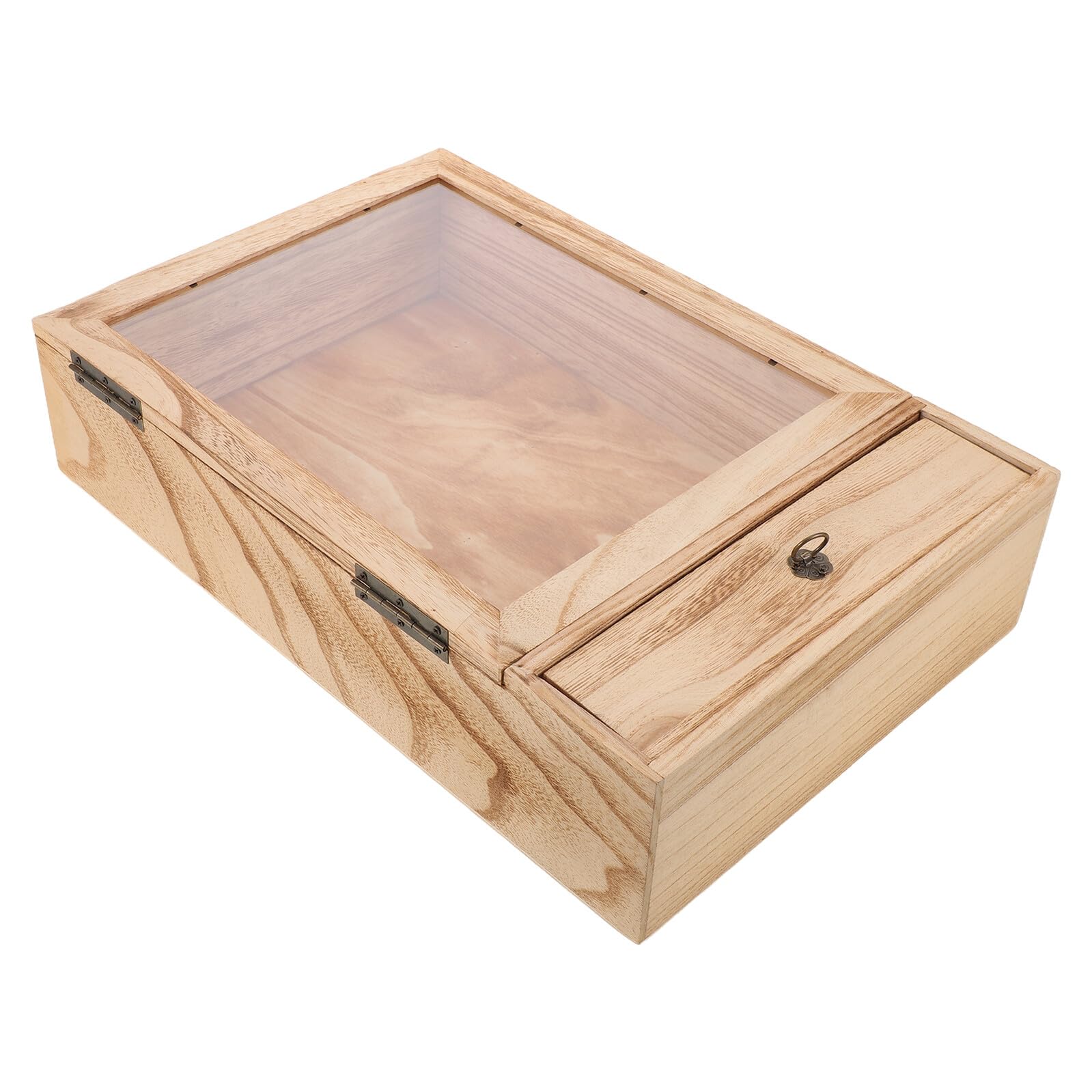 Veemoon Caja De Muestra De Madera Sólida Bastidor Vitrina para Coleccionables Marco De La Imagen Light Brown
