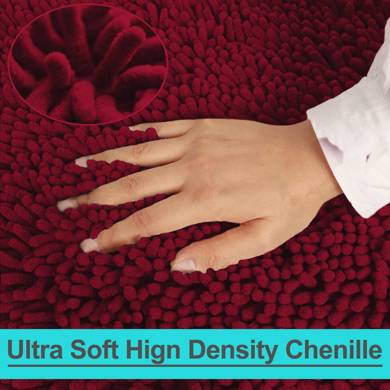 RUN HELIX Chenille Bath Mat, Non Slip Extra Soft Bath Toilet Mat 3 Pieces, Super Absorbent Bath Rug for Bathroom Bedroom - Image 4