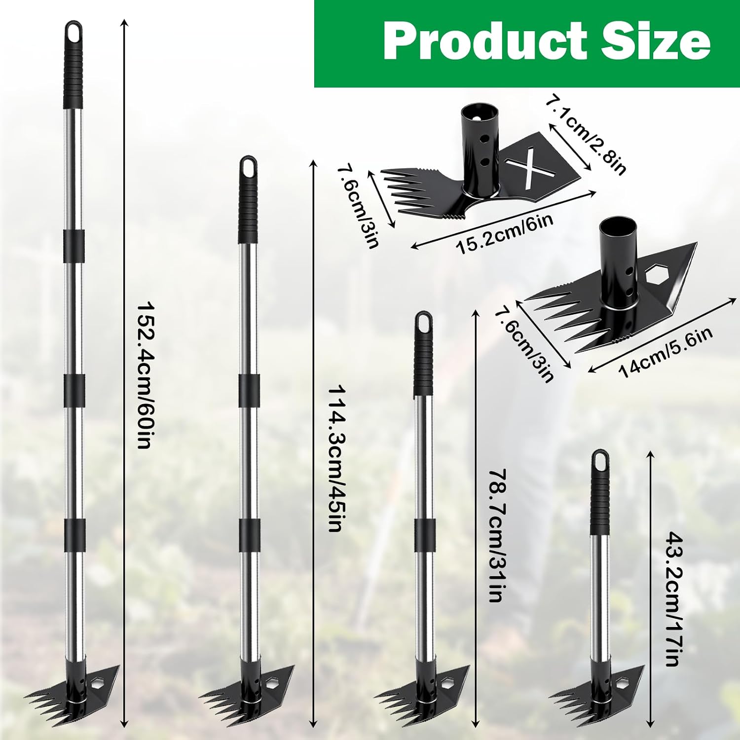 Weed Puller Tool with Long Handle,2-in-1 Heavy-Duty Weed Rake-60 Adjustable,Handle Hoe Garden Tools for Planting,Loosening Soil,Patio,Yard, Garden and Lawn