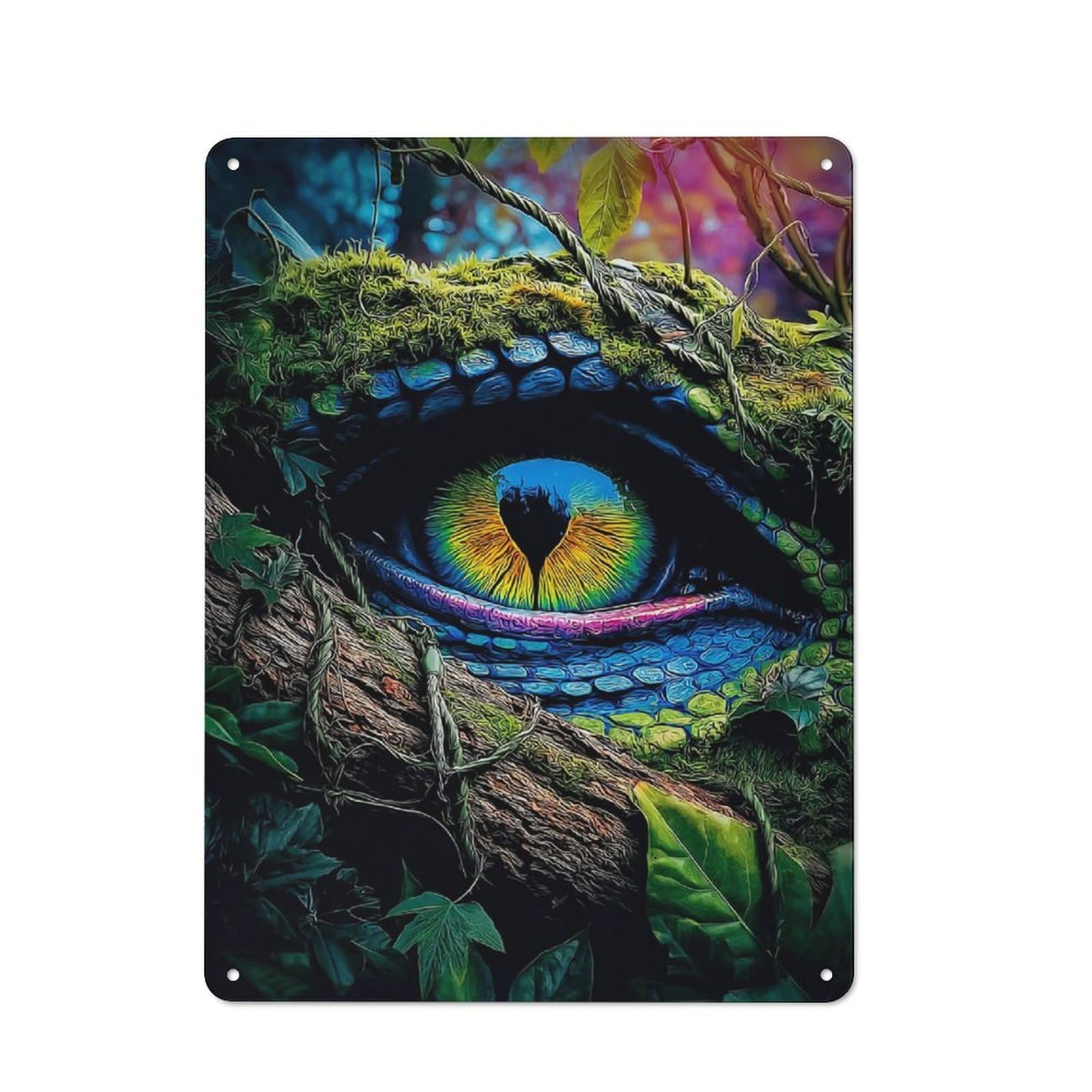 Junmoney Enchanted Forest Eye Tin Wall Plaque 40X30cm With For Bar Or Restaurant, Suited To Restaurant Interior Fans