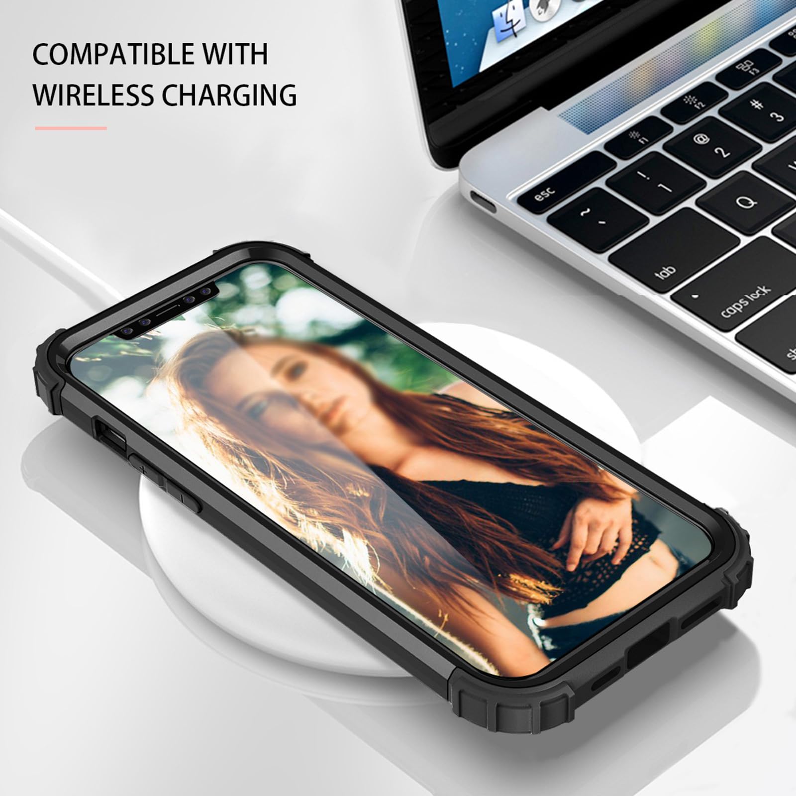 Cover Per IPhone 15 Pro Max, Custodia In Silicone Nero Ultra-sottile E Leggera, Con Retro Effetto Carbonio E Protezione Fotocamera