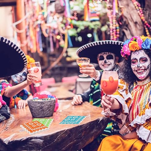 Miniatura 7 de Paquete de 100 servilletas de papel mexicanas desechables para fiestas, servilletas de cóctel de papel picado decorativas para Cinco de Mayo, fiesta