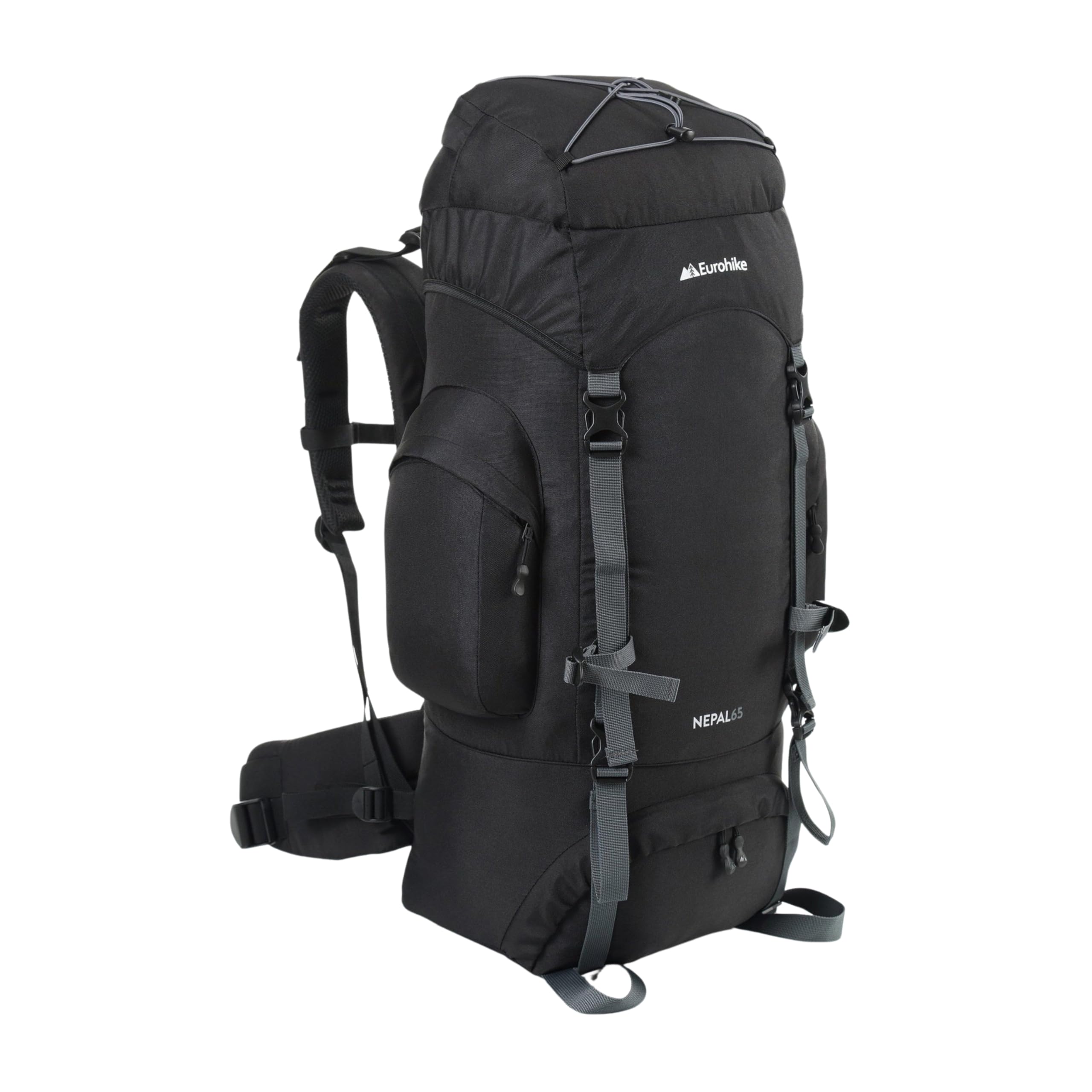 Eurohike Nepal 65 Litre Rucksack with Ventilated Back Panel & Padded Harness, 65L Backpack, Bag for Men & Women, Adjustable, Lightweight, Camping, Hiking, Trekking, Travelling, Outdoors, Black — image 1