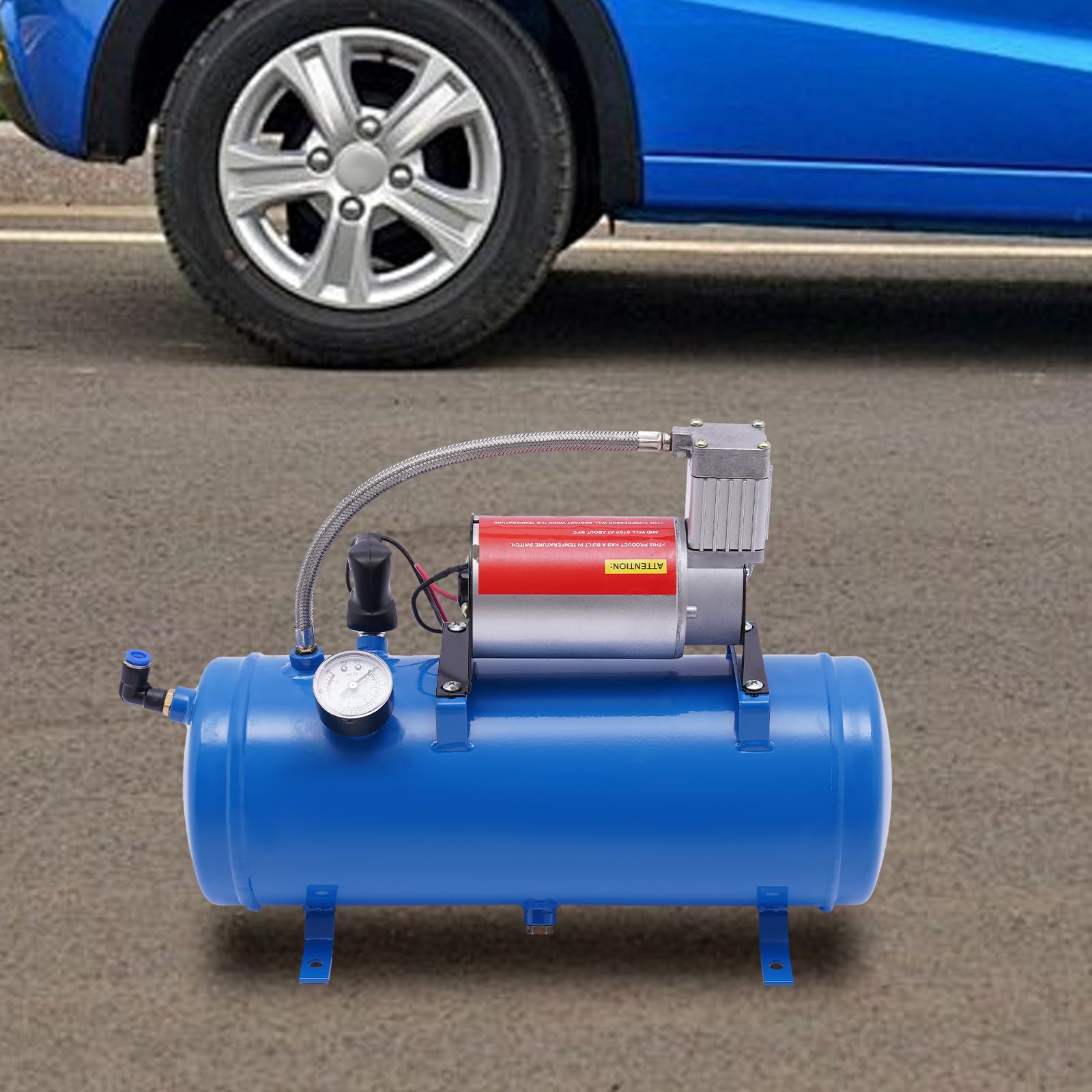 Luftkompressor 12V Luft Kompressor mit 6L Kraftstofftank und Manometer Druckluftkompressor,Maximaler Arbeitsdruck 150Psi,für Autoreifen, Automotoren, Fahrräder