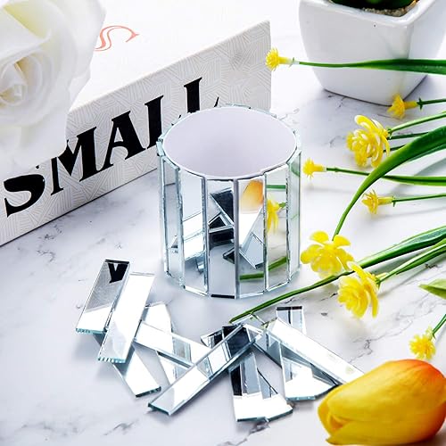 Miniatura 2 de Nuanchu Azulejo de mosaico de espejo de 38 x 2 pulgadas, espejos de mosaico pequeños, espejos de bricolaje para decoración de techo de pared del