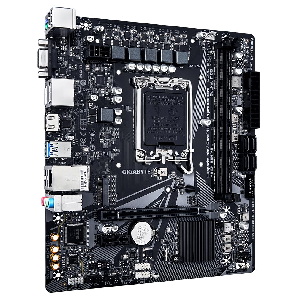 GIGABYTE H610M S2H V2 Placa Base - Soporta CPUs Intel Core de 14ª generación, 4+1+1 Fases Híbridas VRM Digital, hasta 5600MHz DDR5, 1xPCIe 3.0 M.2, GbE LAN, USB 3.2 Gen 1