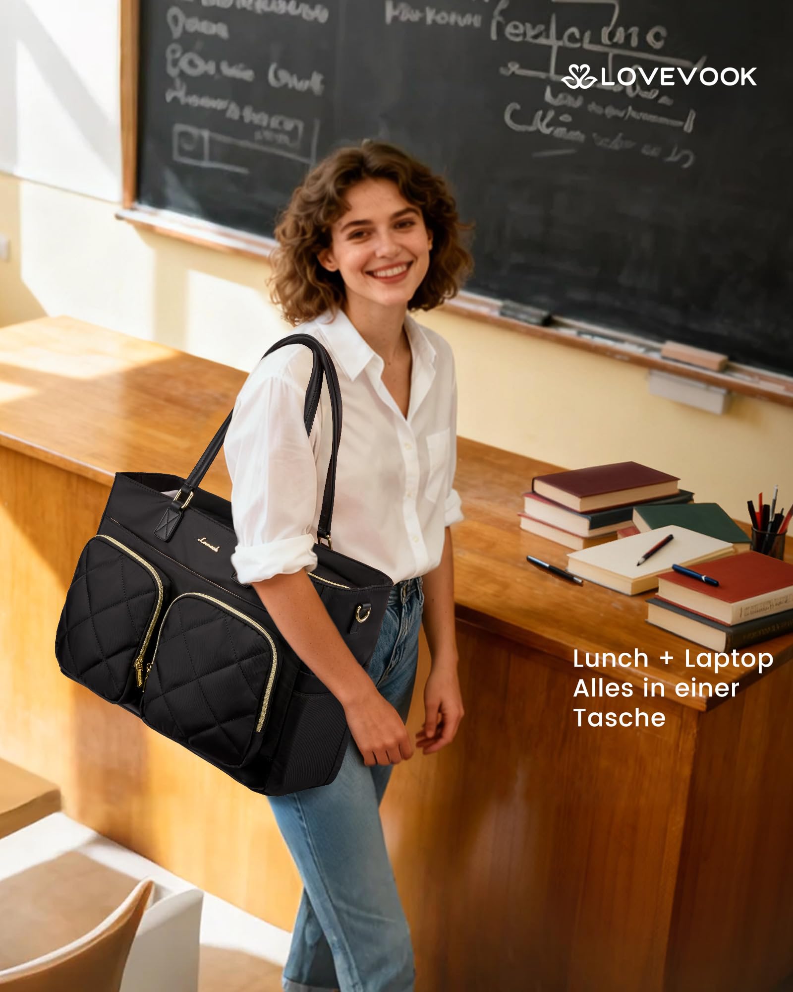 LOVEVOOK 2 in 1 Handtasche Damen mit Kühlfach 15,6" Laptoptasche Shopper