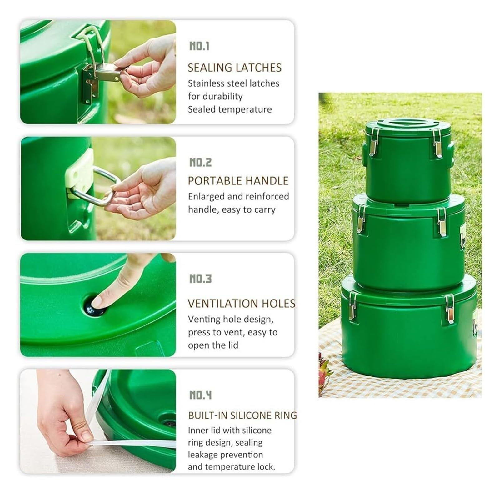 Récipient à Soupe isolé Portable à Seau isolé Seau a glacon | Chauffe-plats commerciaux, for le stockage des aliments chauds et froids