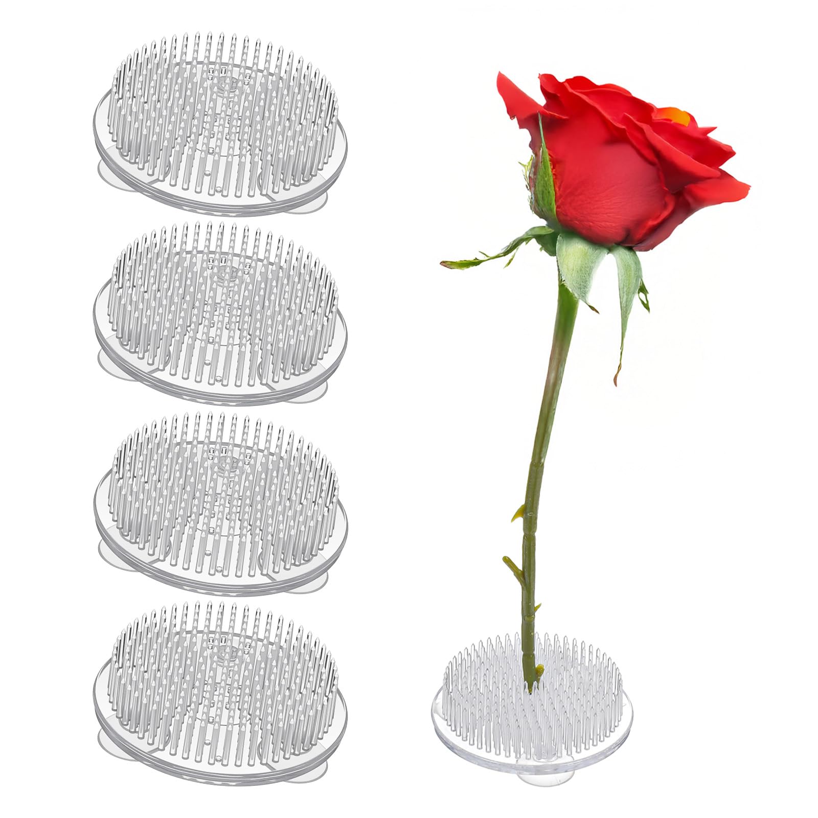 Sibba 4 Pieces Clear Plastic Flower Lapel Pins Frog Round Japanese Flower Frogs for Arrangements Vase Flower Arrangement Pin Holder for Plant Decoration Wedding Home Office-image-49