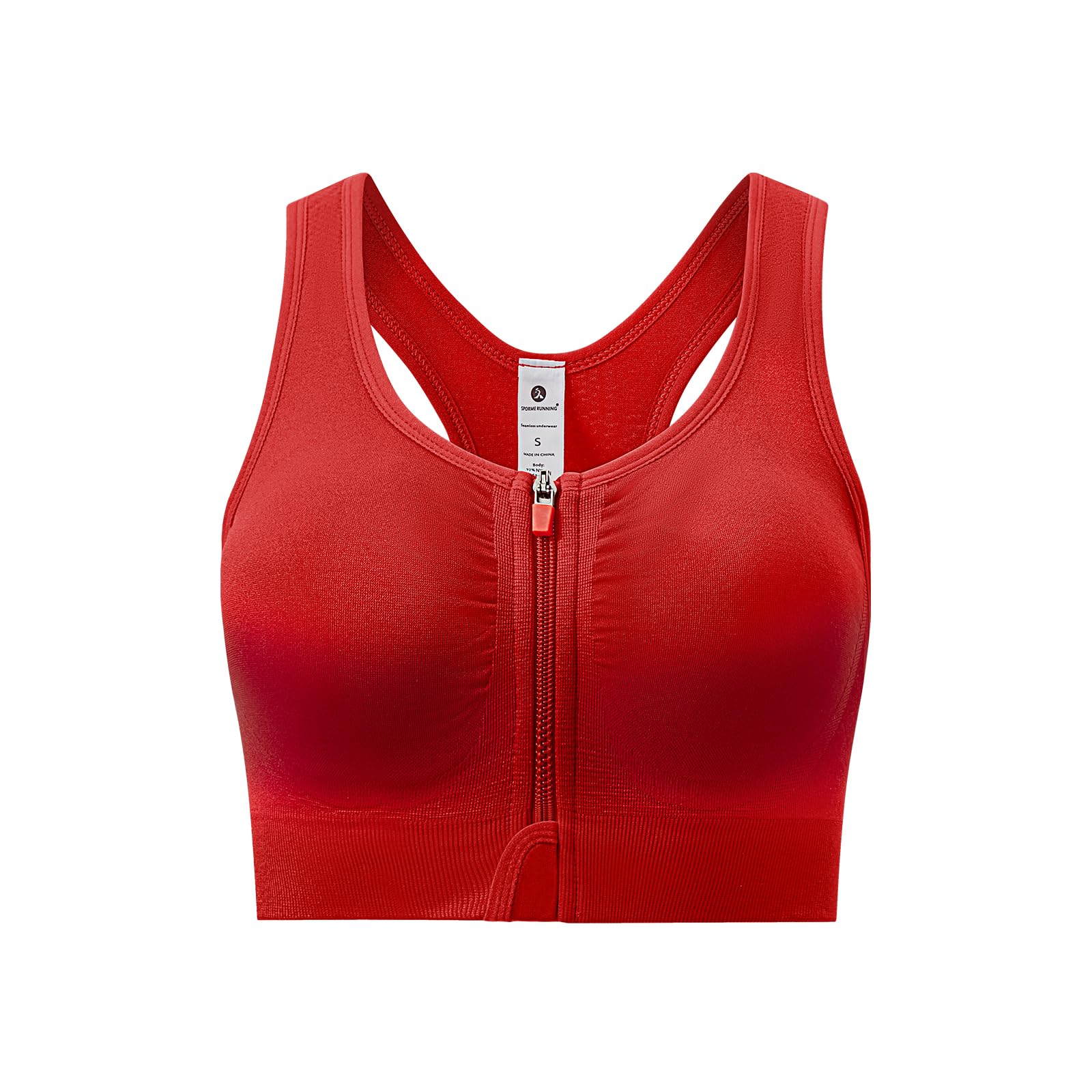 SPORME RUNNING Damen Sport-BH mittlerer Halt Vorderverschluss mit Ringerrücken herausnehmbaren Polstern und Doppelhaken für Yoga Lauf Joggen Reiten und Fitness