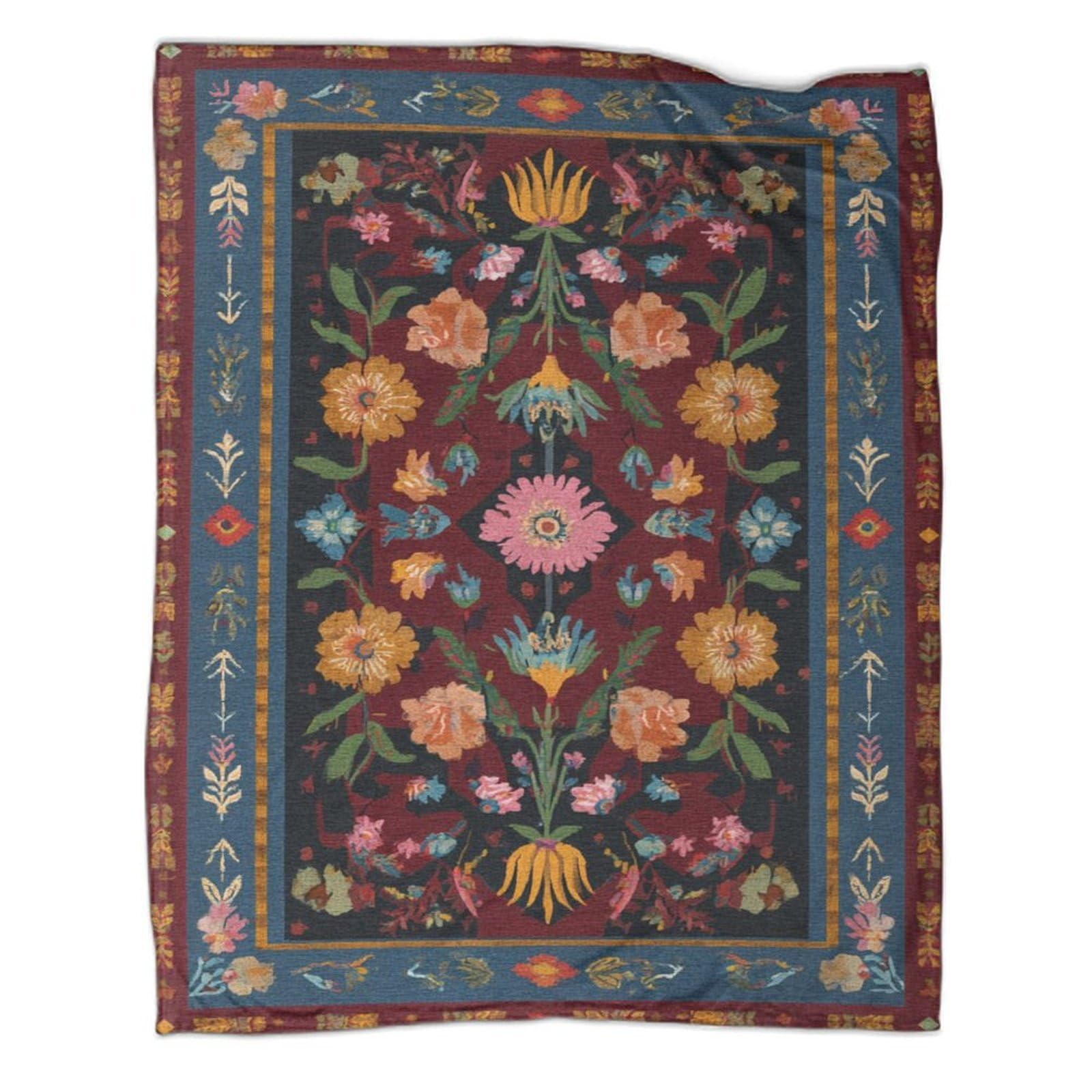 Arte popolare Manta Estampada 3D Floral And Geometricoo Shapes Colcha De Diseño Ropa De Cama De Microfibra Suave Y Cálida Sofá Ropa De Cama 80x90inch(200x230cm)