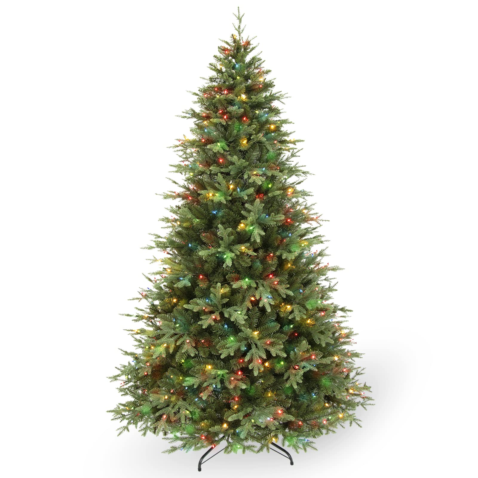 PINEFIELDS Christmas Tree 7.5ft ,Lighted Xmas Tree ,Natural Looking ,500 UL Multicolor Light ,Metal Base