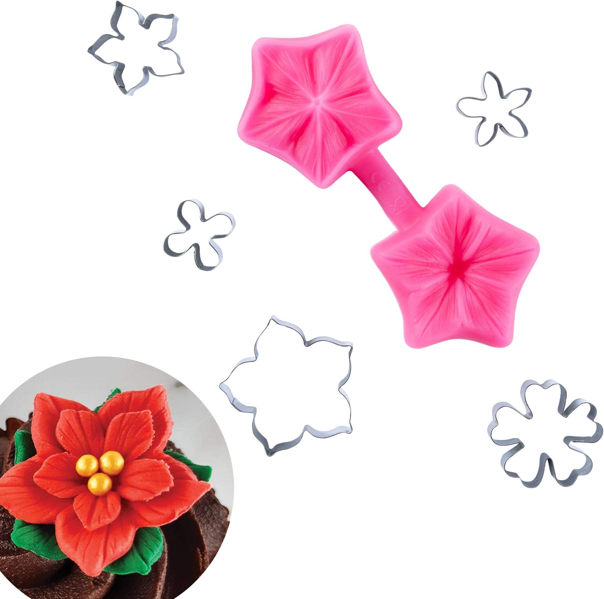 Petunia Fondant Flowers Cutter and Mould Multi Set - Christmas Flower Mold - Clay gumpaste Icing paperclay fimo Polymer Clay