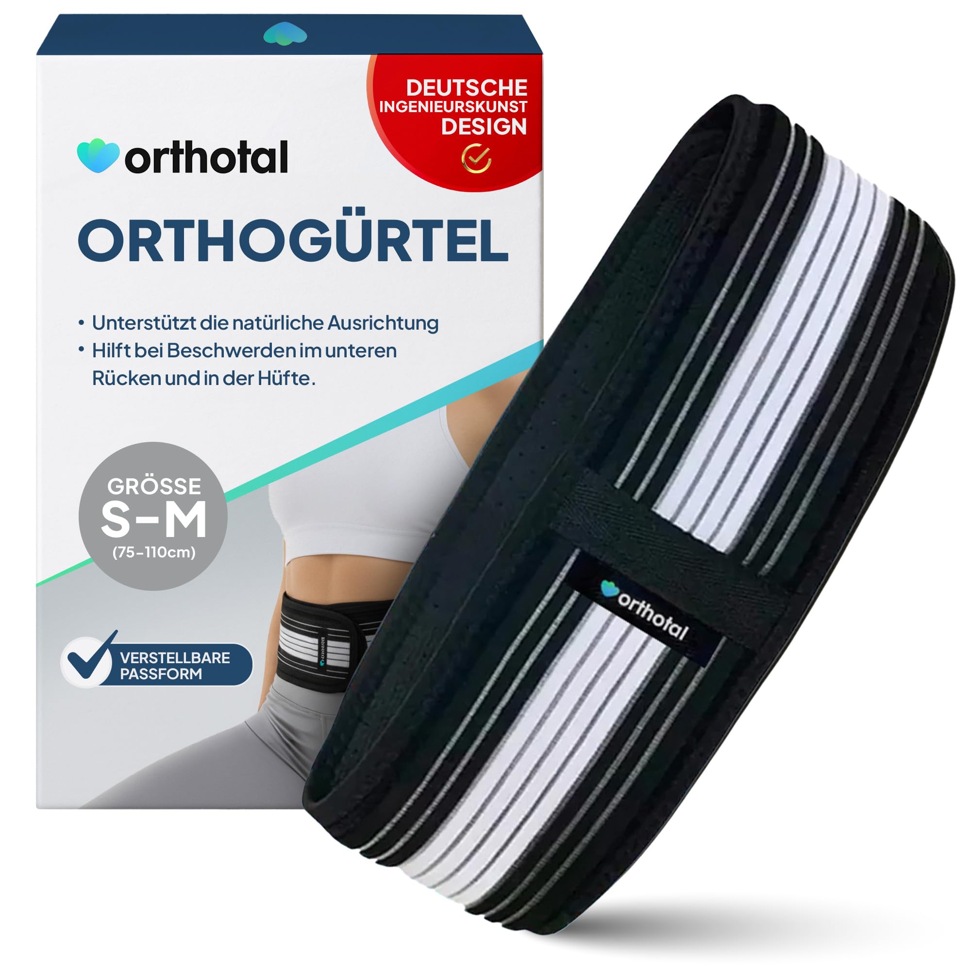 Orthogürtel für Ischias und Rückenschmerzen, Ischias Gurt, ISG Gurt, Rücken & Lendenwirbelsäule, Bandscheibe, Hüftgurt, Beckengurt (S-M)