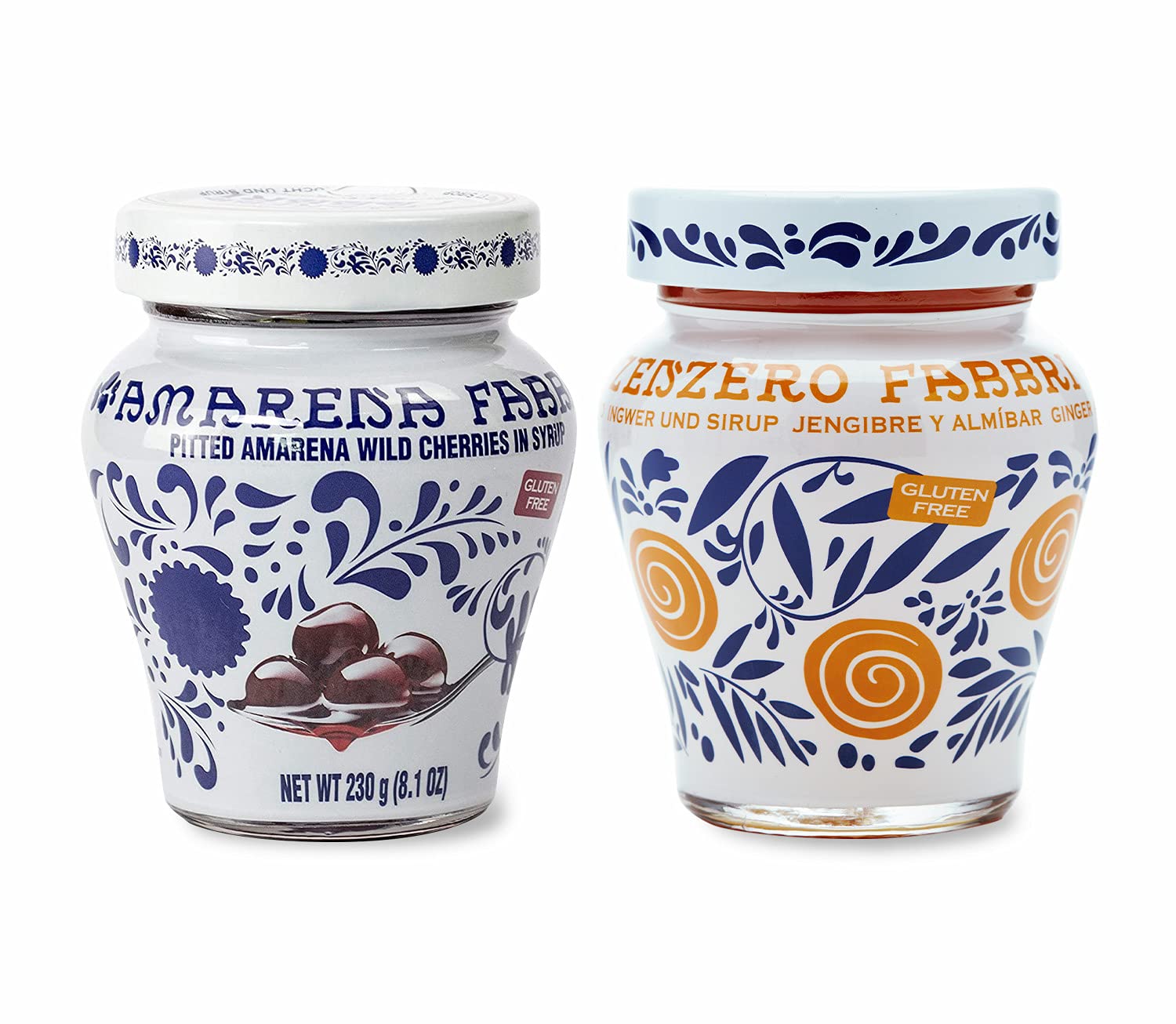 Amarena Fabbri Wild Cherries in syrup and Fabbri Ginger in syrup COMBO, 8oz