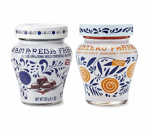 Amarena Fabbri Wild Cherries en almíbar y Fabbri Ginger en almíbar COMBO, 8 onzas