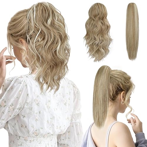 BOGSEA 14Ponytail Extension 2PCS Claw Clip in Ponytail Extensions for Women Wavy CurlyStraight Ponytail Hair Extensions Synthetic Ponytail Hairpiece