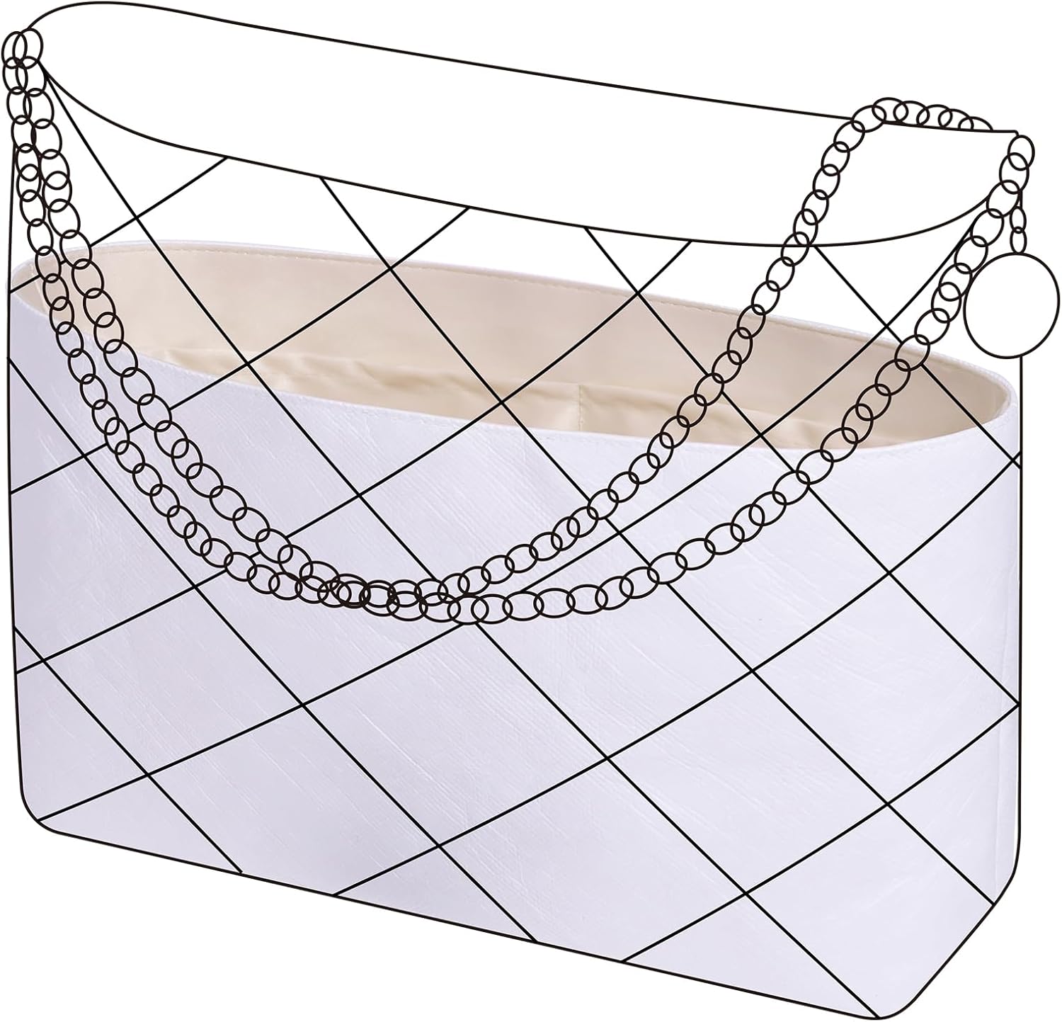 DGAZ Lightweight Purse Organizer Insert for Chanel 22 Bag,Silk and Dupontpaper handbag inner for Luxury Bags(Craie,M)