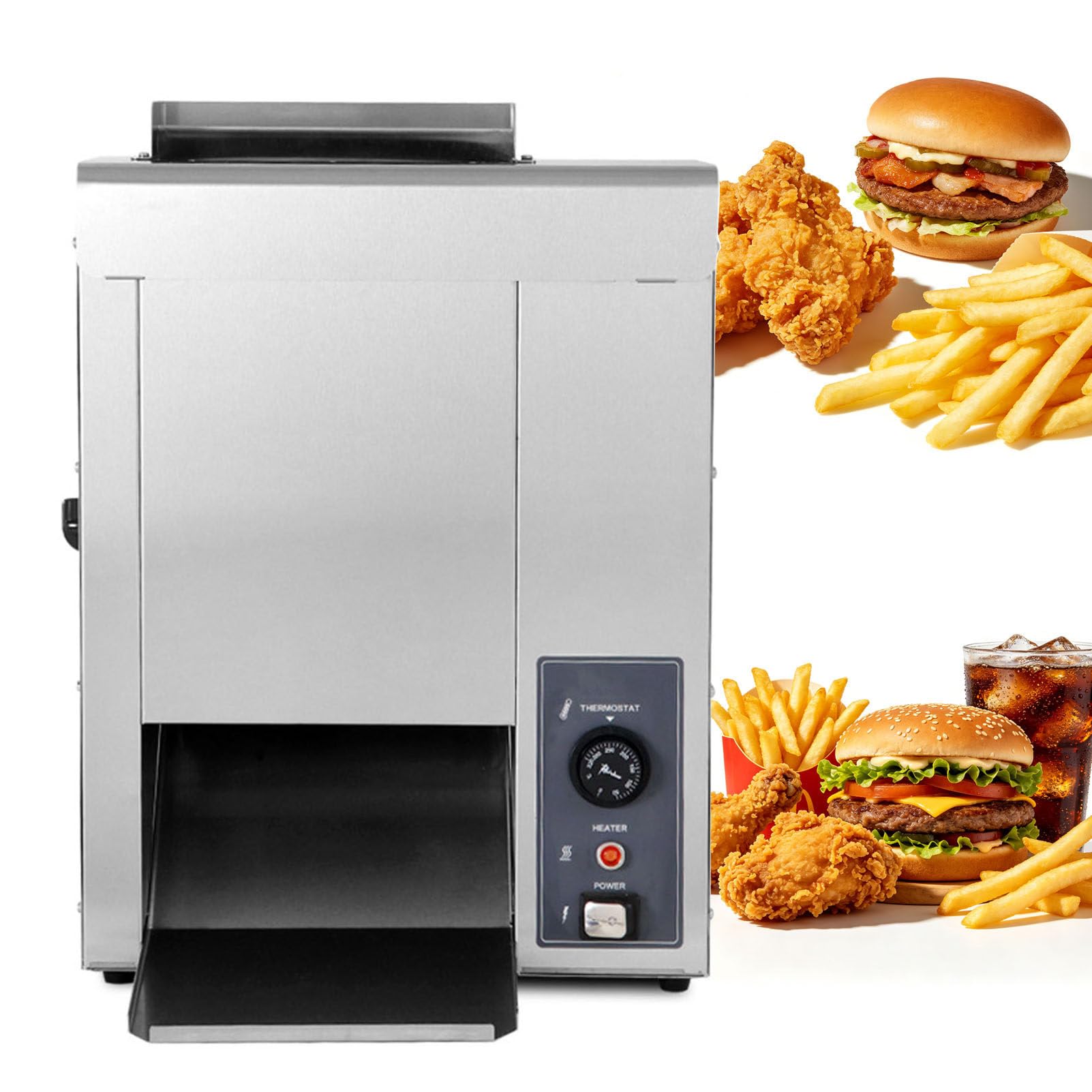 guoyjmm Automatic Hamburger Toaster, Commercial Burger Buns Toaster, Dual-Row Feeding Adjustable Temperature & Thickness, Electric Bun Toaster for Burger Bars Restaurants Bakeries