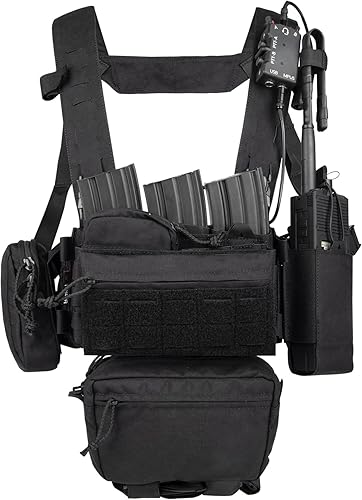 Miniatura 9 de BOMTURN Chest Rig Tactical Chest Rig 1000D Molle Micro Chest Rigs Adjustable Detachable Modular Vest with Mag Pouch