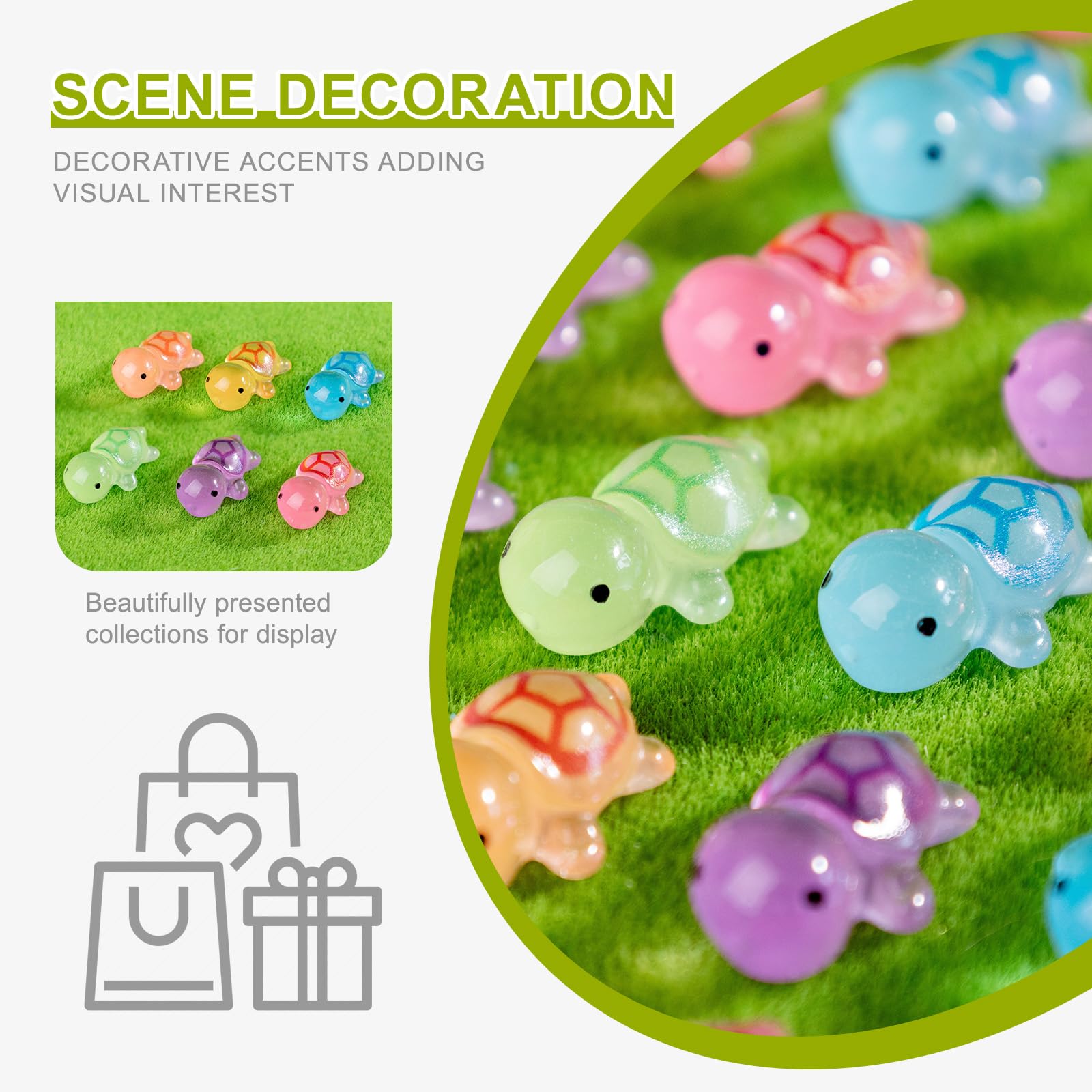 Lot De 200 Mini Tortues En Résine – 0,6 X 0,9 Cm, Luminescentes, Pour Maison De Poupée, Jardin Féerique Et Artisanat