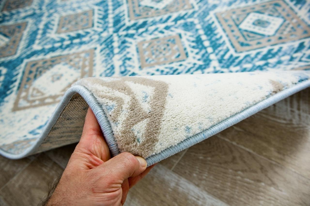 Buy PersianRugs 5860 Astec Blue 7'10x10'6 Area Rug Carpet Large New